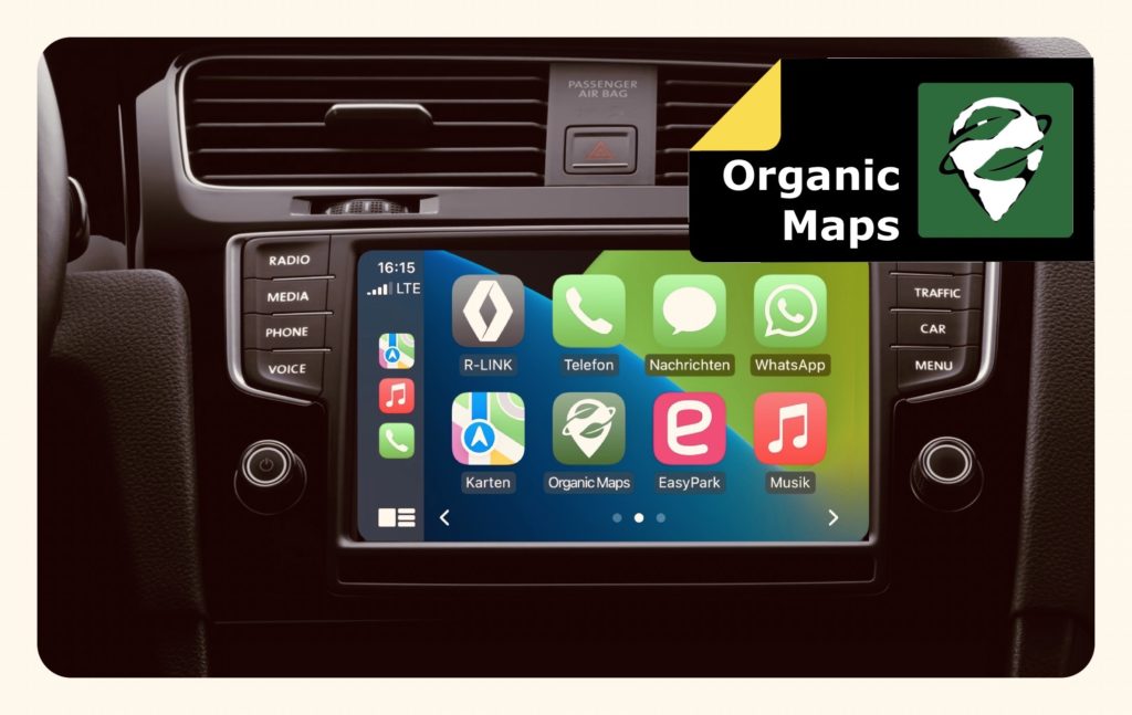 Titelbild - Organic Maps mit CarPlay im Auto
