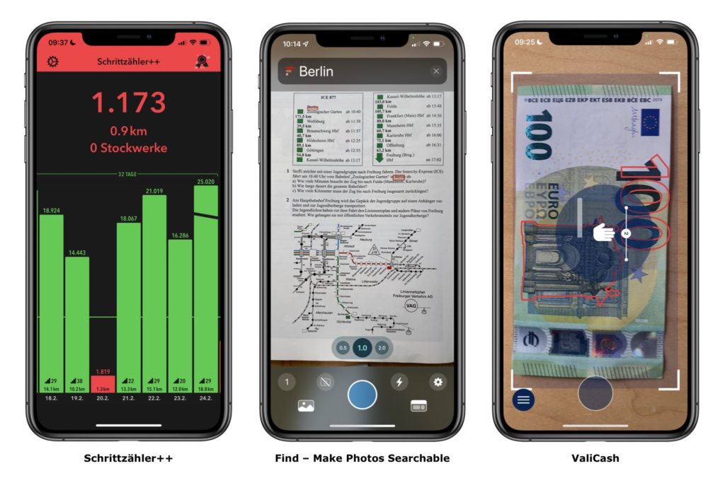 Screenshots der vorgestellten Apps