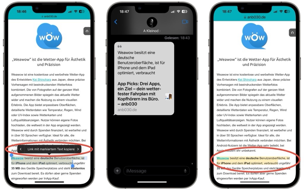 iOS 18.2 - Text Fragments für Safari 