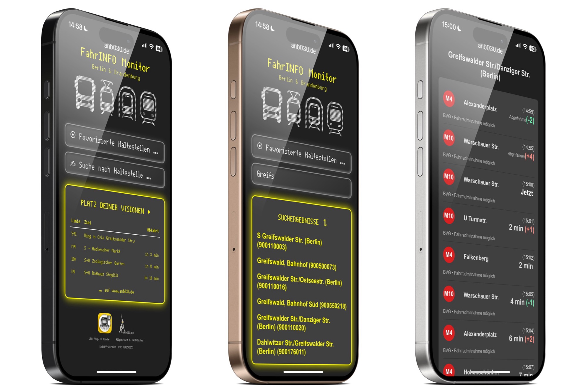 Die FahrINFO WebApp auf dem iPhone im Einsatz.
